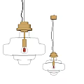 Two Modern Transparent Glass Chandeliers with Golden Accents and Sleek Design