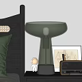 Modern Glass Table Lamp With Warm Light On Bedroom Bedside Table 3d model