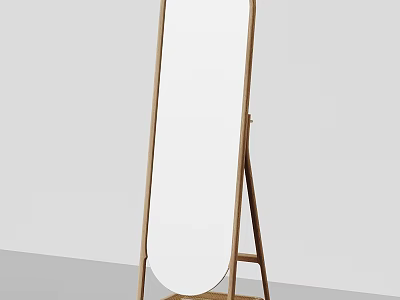 Minimalist Full Length Mirror With Wooden Frame And Tripod Stand For Home Interior 3d model
