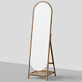 Minimalist Full Length Mirror With Wooden Frame And Tripod Stand For Home Interior