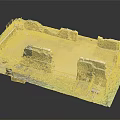 3D Model of Ancient Ruins Featuring Stone Walls Grass and Flagstone Courtyard