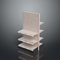 Perforated Retail Display Shelf With Multiple Storage Layers And Yellow Edge Labels