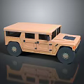 Light Brown Military Style Off Road Vehicle Model With Large Wheels And Riveted Body