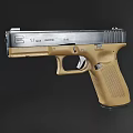 Modern Weapon Tactical Pistol With Textured Grip And Silver Slide Features