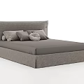 Modern Gray Upholstered Double Bed With Button Tufted Headboard And Pillows 3d model