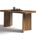 Quiet table, raw wood table, long table 3d model