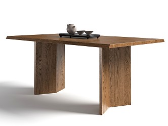 Quiet table, raw wood table, long table 3d model