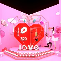 Romantic 520 Display With Heart Shaped Red Lips Perfume LOVE Letters And Roses