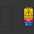 Industrial Safety Guardrail With High Voltage Danger Sign And Restricted Area Warning