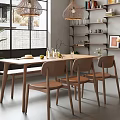 Modern Restaurant Interior With Large Windows Wicker Pendant Lights Wooden Table Chairs Green Plant Shelves