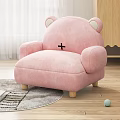 Pink Single Sofa With Bear Ears Black Cross And Wooden Legs For Cozy Living Room