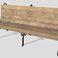 Wooden Slatted Outdoor Bench With Black Metal Legs Classic Design For Garden Patio
