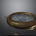 Vintage Brass Compass With Blue Dial Red Needle And Classic Design