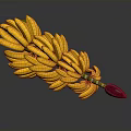 Fresh Yellow Bananas With Red Stem On Dark Background Ripe And Reflected