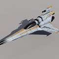 Sci Fi Fighter Jet Weapon With Futuristic Gray Yellow Design And Aerodynamic Features
