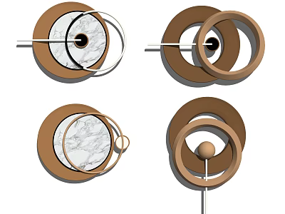 Modern Wall Decor With Circular Designs Marble Elements And Metal Rings 3d model