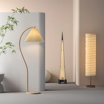 Stylish Floor Lamps In Modern Home Interior 3d model