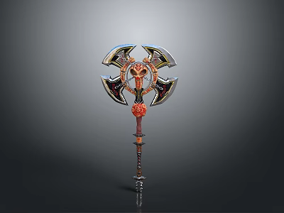 Weapon Tomahawk Skull Tomahawk Double-headed Tomahawk Handle Axe Cold Weapon 3d model