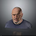 A Bald Man With Beard In Dark T shirt Against Gray Background With Reflection 3d model