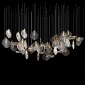 Transparent Leaf Shaped Hanging Chandeliers For Modern Interior Against Black Background 3d model
