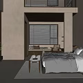Spacious Modern Hotel Guest Room With Wooden Ceiling Staircase Louvered Windows And Natural Light