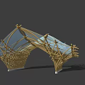 Elegant Modern Pergola Structure With Golden Metal Frames And Curved Glass Roof Design