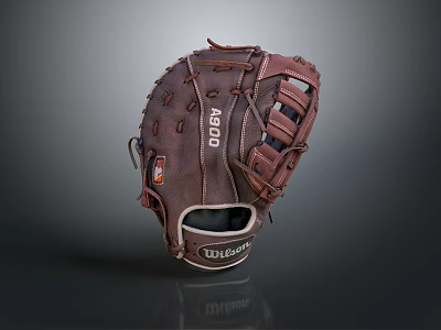 Wilson Brown Leather Baseball Glove D16 Model With Durable Stitching And Premium Design 3d model