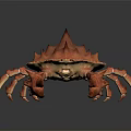 Realistic 3D Render of Spiky Orange Crab with Sharp Claws and Exoskeleton