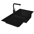Modern Black Kitchen Faucet And Double Bowl Sink Combination