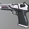 Modern Sci Fi Pistol With Silver Black Color Scheme And Pink XINUOPO Logo