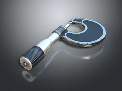 Shiny Silver Metal Mechanical Tool Featuring Circular Opening And Adjustable Handle 3d model