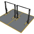BendPak Industrial Vehicle Lifts With Black Frame Yellow Base And Gray Floor Mat