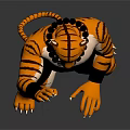 Tiger Character Action Figure With Orange Stripes Raised Right Hand Bent Left Leg Black Pants