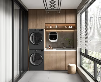 Modern Home Balcony Life Balcony Washing Machine Cabinet Balcony Cabinet Washing Machine Drying Rack Bathroom Supplies 3d model