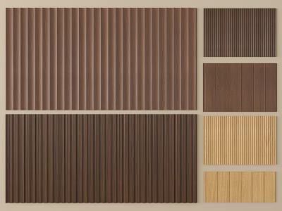 Various Colored Wooden Wall Paneling With Vertical Grooves For Home Decor 3d model