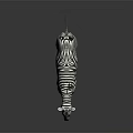 3D Model Standing Zebra With Black And White Stripes On Gray Background Reflective Surface 3d model