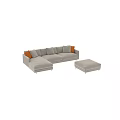 Modern White Double Sofa With Orange Accent Pillows And Comfortable Seating Design 3d model