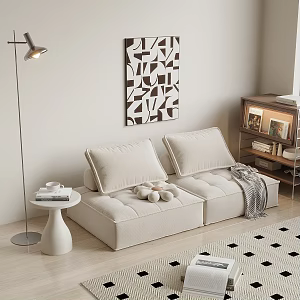 Cream style double sofa 3d model