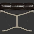 Modern Tufted Blue Padded Seat Bench With Sleek Metal Legs And Contemporary Design