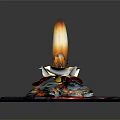 Decorative Scene Composition With Burning Flame White Lily And Colorful Circular Base 3d model