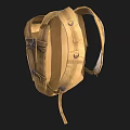 Durable Brown Canvas Backpack With Adjustable Straps Striped Exterior And Multiple Compartments