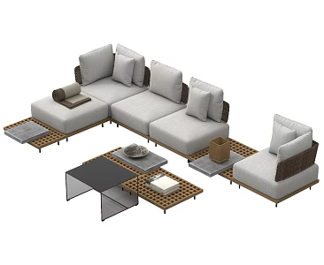 Modern outdoor sofa module sofa coffee table 3d model
