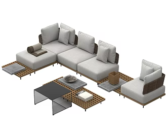 Modern outdoor sofa module sofa coffee table 3d model