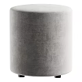 Gray Cylindrical Velvet Upholstered Sofa Stool for Home Living Room Decor