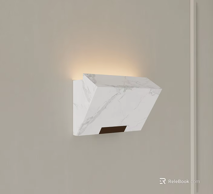 Elegant Modern White Marble Square Wall Lamp with Soft Indoor Lighting Glow 3d model