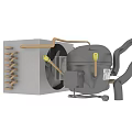 Industrial Mechanical Device With Gray Body Yellow Levers And Cooling Fins
