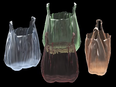 Colorful Plastic Bags With Handles For Daily Shopping And Storage Use 3d model