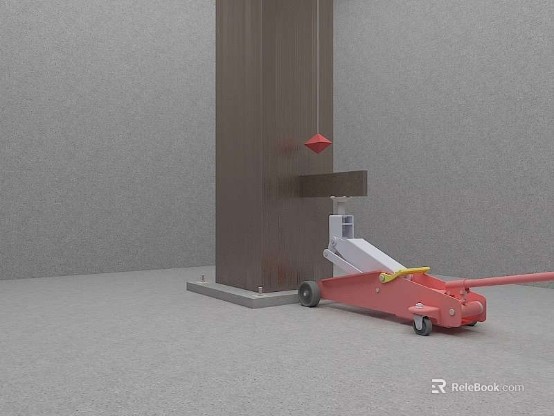 Red Mobile Industrial Lifting Equipment With Hydraulic Arm And Stable Base 3d model 