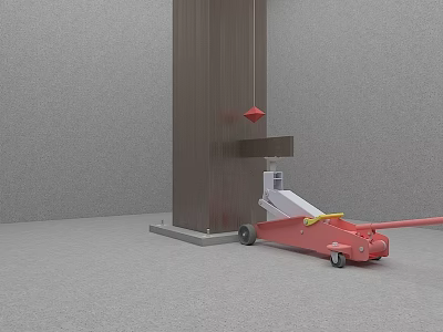 Red Mobile Industrial Lifting Equipment With Hydraulic Arm And Stable Base 3d model