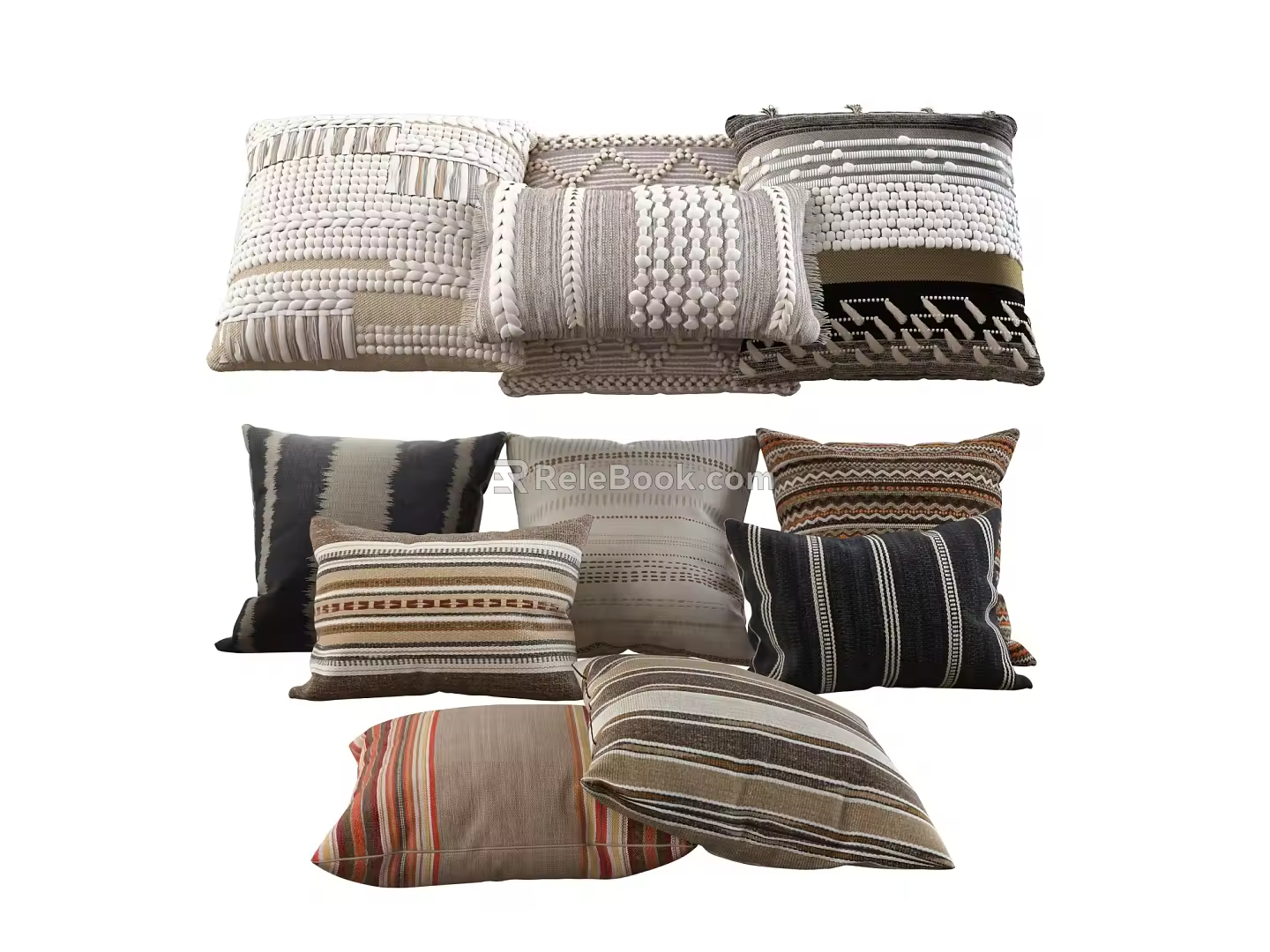 Modern Nordic Pillow Modern Combination of linen Cotton and linen fabric 3d model